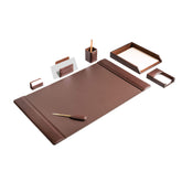 Chocolate Brown Leather Desk Set, 7pc